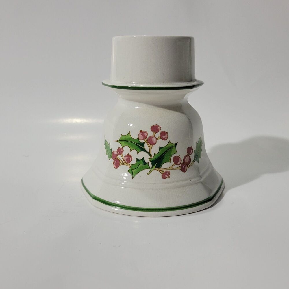 Sango White Christmas Ceramic Candle Holder Made In Korea